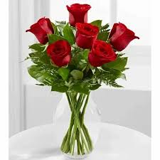 6 Roses Vase Arrangement