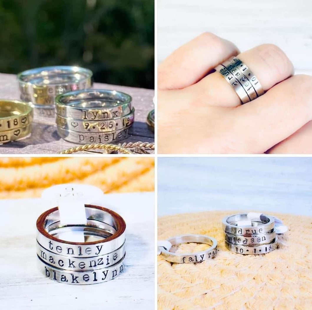Stainless Steel Hand Stamped Stacking Rings