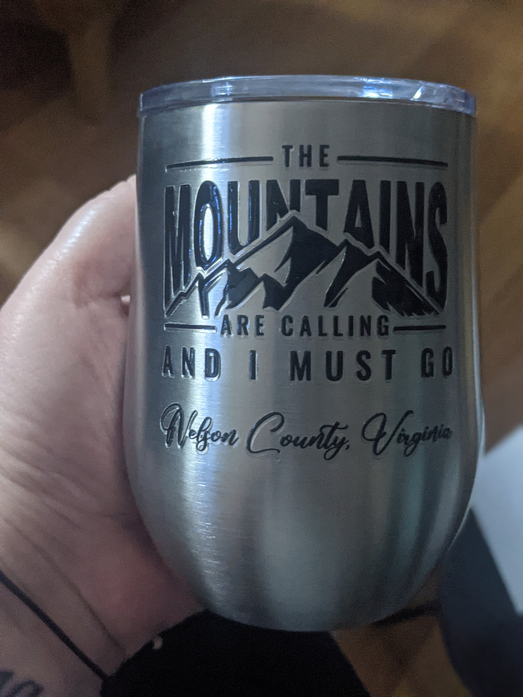 The Mountains Are Calling Wine Tumbler