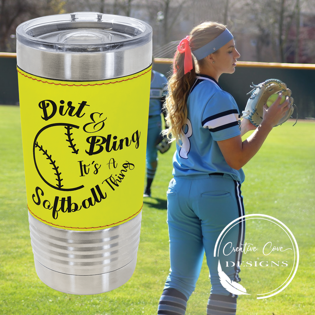 Softball Leather Tumblers