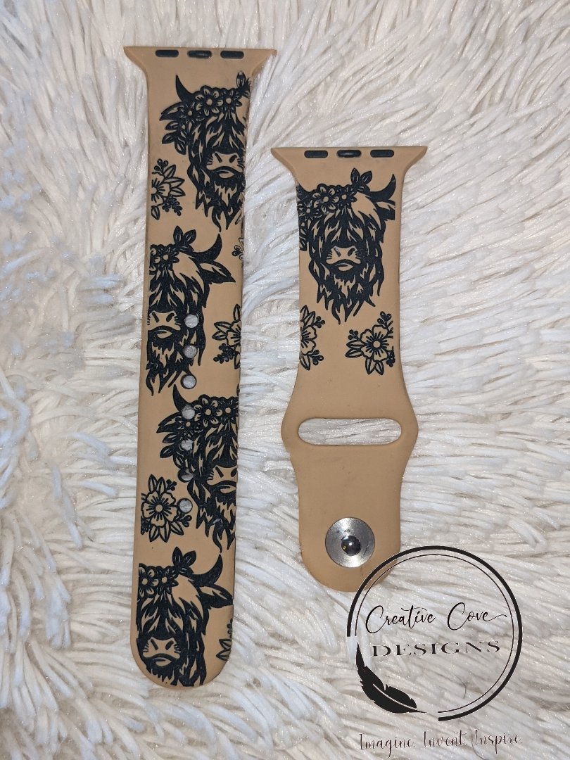 Highland Cow Engraved Watch Band