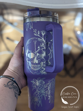 Load image into Gallery viewer, 40 ounce Skulls and Roses Engraved Tumbler
