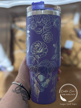 Load image into Gallery viewer, 40 ounce Skulls and Roses Engraved Tumbler
