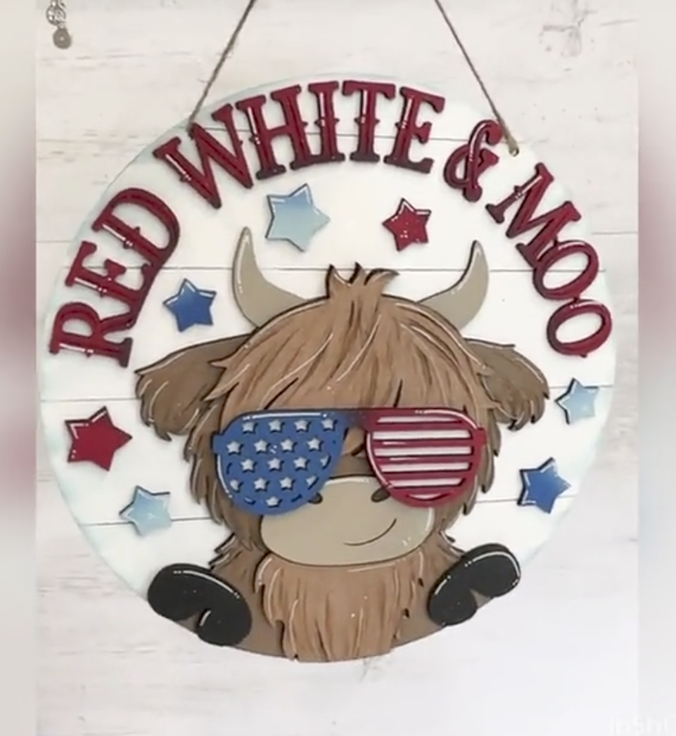Red White & Moo Door Hanger