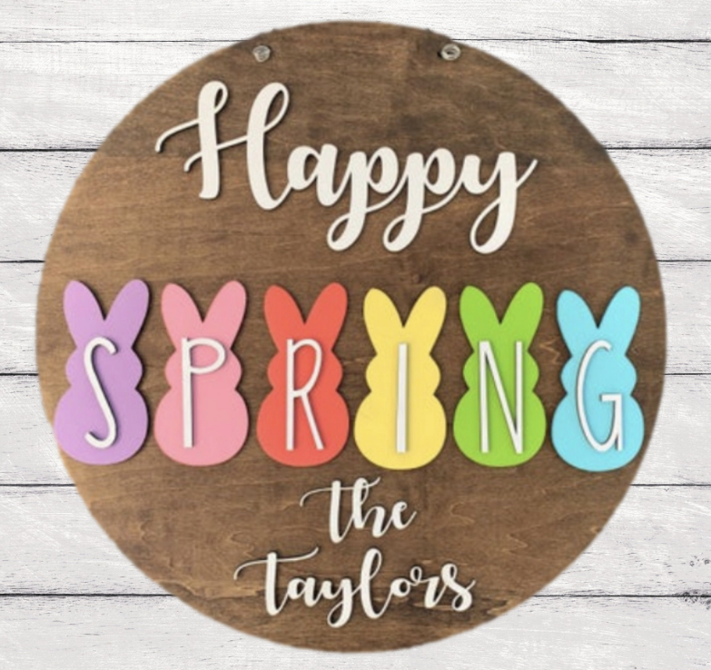 Customizable Happy Spring Door Hanger