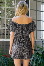 Load image into Gallery viewer, Leopard Print Ruffle Pocket Off Shoulder Rompe
