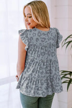 Load image into Gallery viewer, Leopard Print Flutter Casual Tiered Pleated Summer Top
