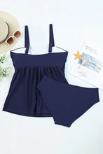 Load image into Gallery viewer, Adjustable Straps Tropical Ruched Tankini Swimsui
