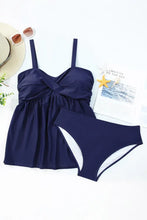 Load image into Gallery viewer, Adjustable Straps Tropical Ruched Tankini Swimsui
