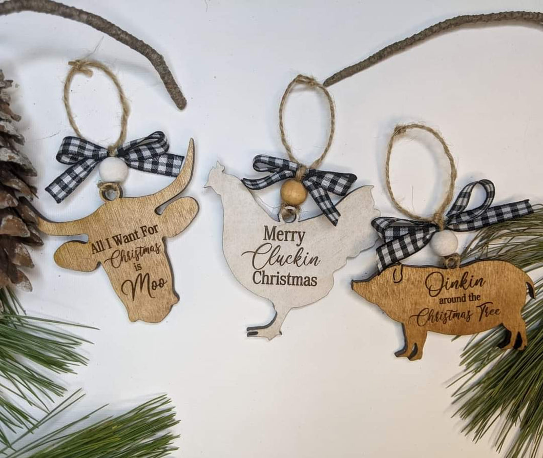 Farm Animal Christmas Ornaments