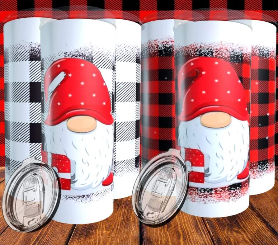 Christmas Plaid Gnome Tumbler