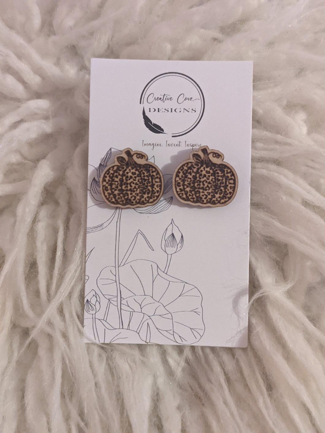 Leopard Print Pumpkin Stud Earrings