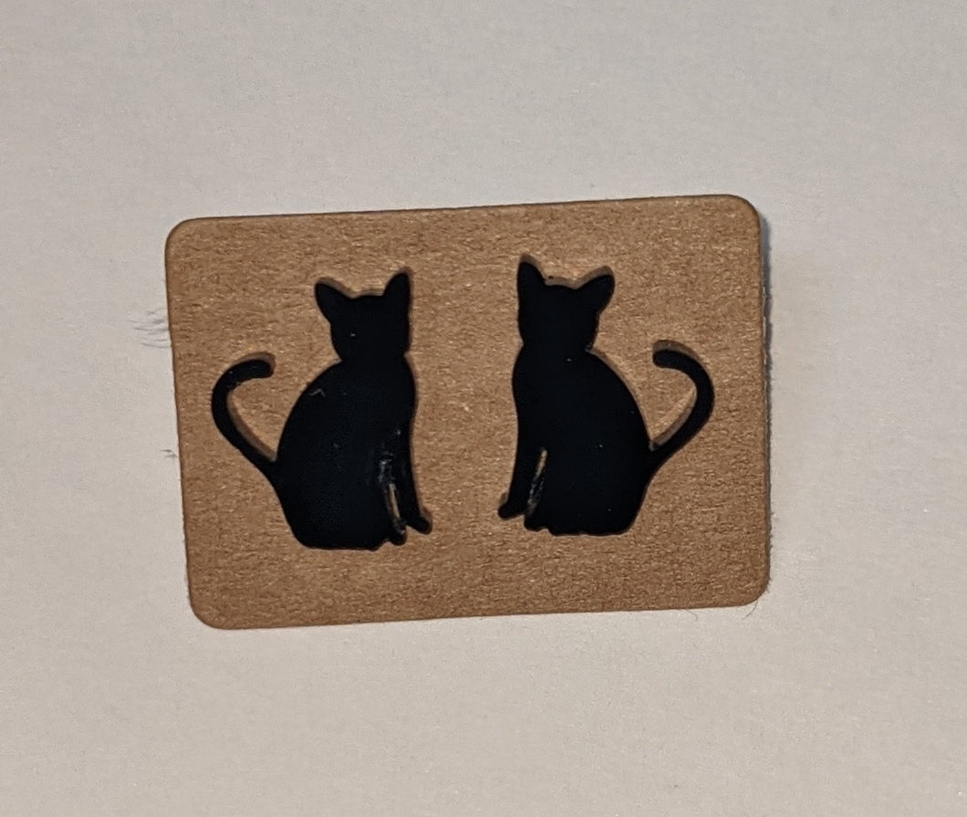 Black Cat Stud Earrings