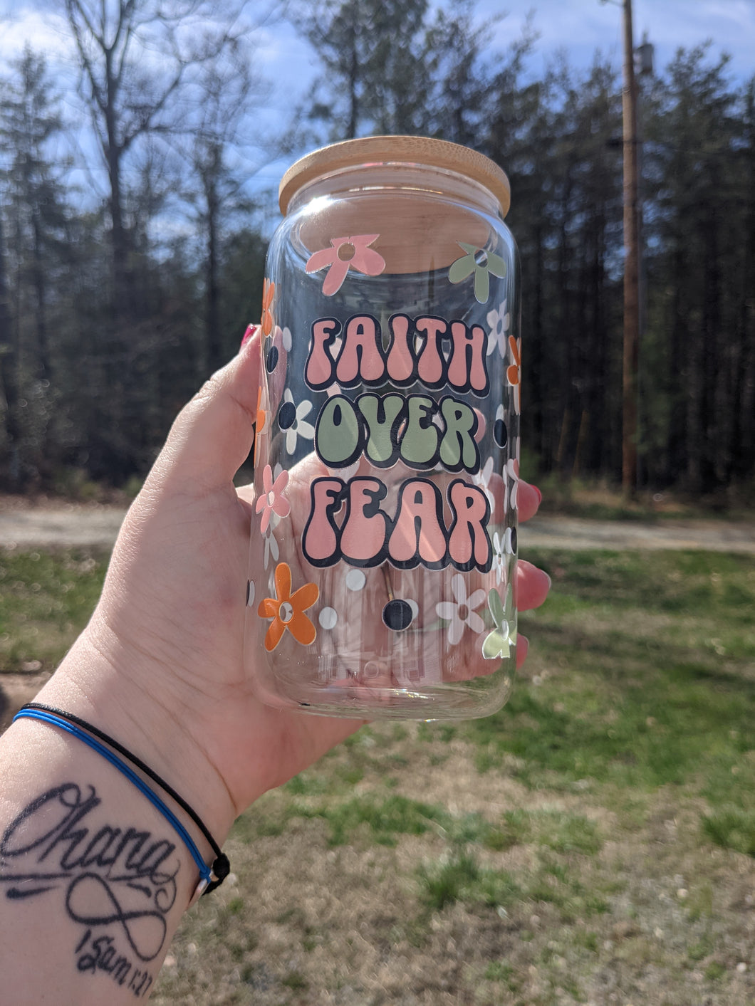 Faith Over Fear UV Glass Beer/Coffee Mug