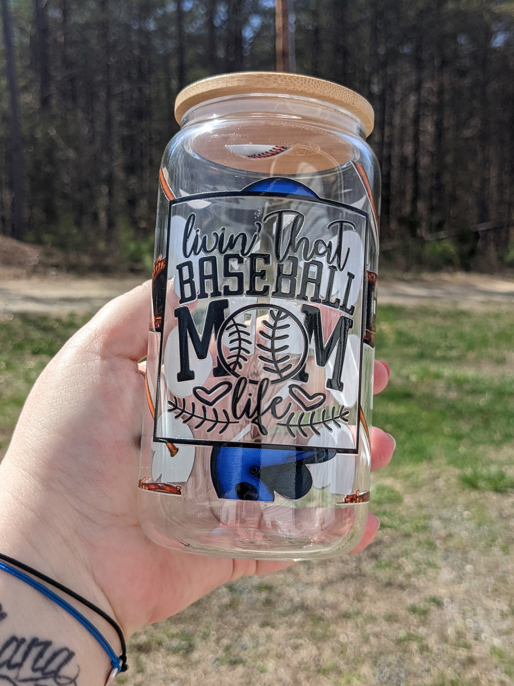 Living That Baseball Mom Life UV Glass Beer/Coffee Mug