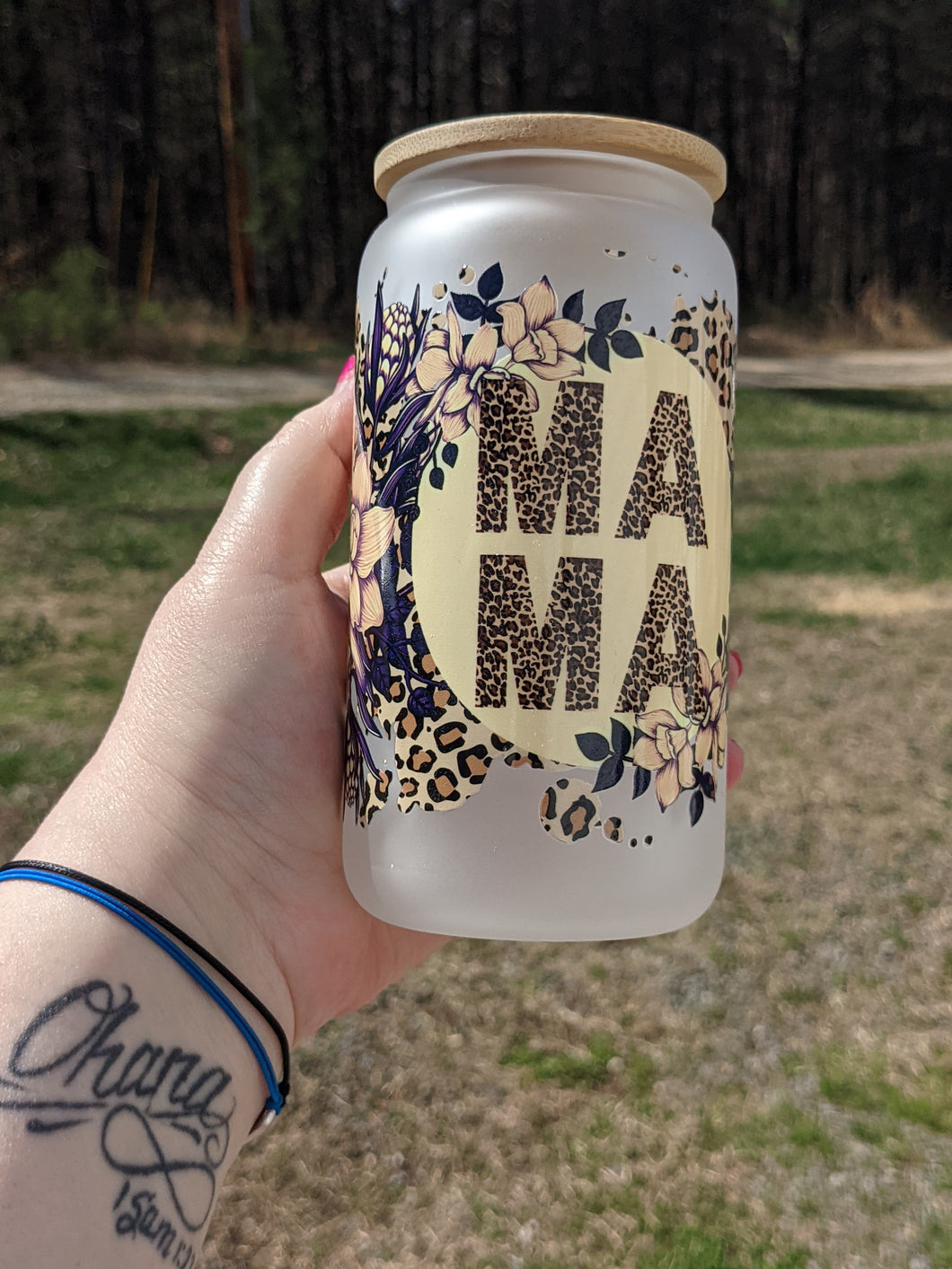 Mama Purple Leopard UV Glass Beer/Coffee Mug