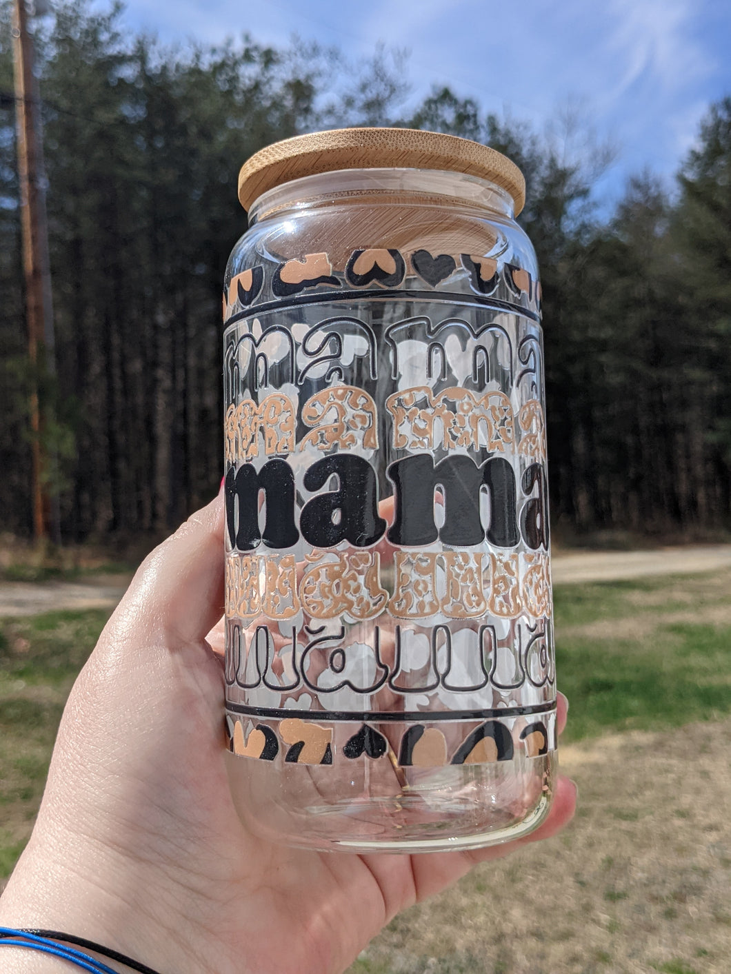 Mama Heart Leopard Print UV Glass Beer/Coffee Mug