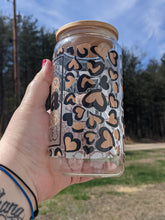 Load image into Gallery viewer, Mama Heart Leopard Print UV Glass Beer/Coffee Mug
