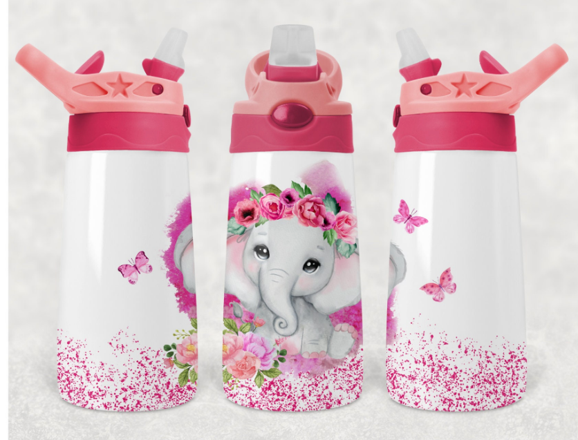Pink Elephant 12 Ounce Water Bottle