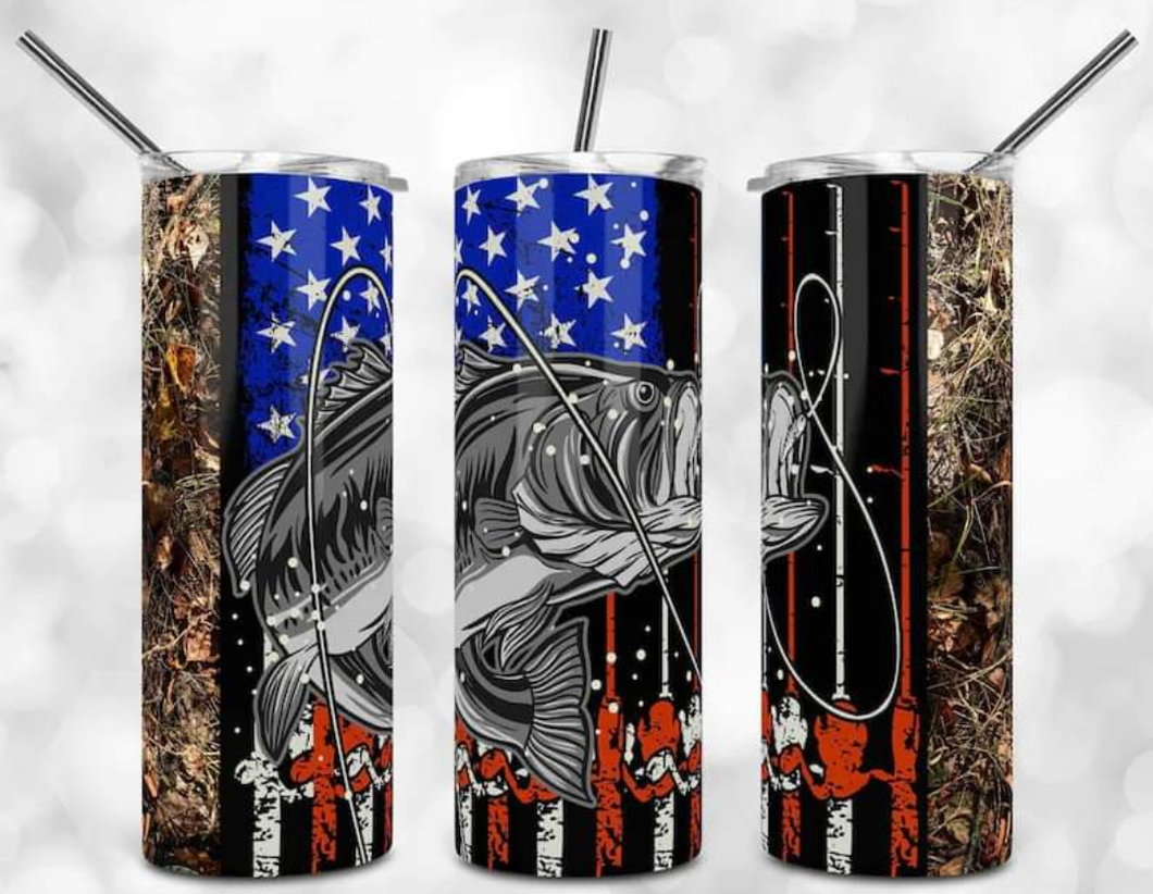 Camo/American Flag Fishing Sublimation Tumbler