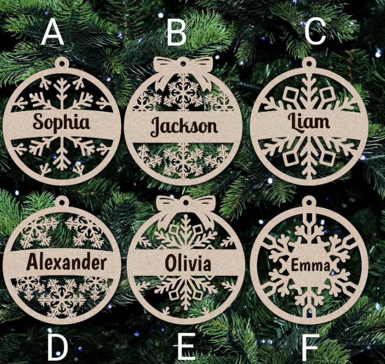 Personalized Roud Wood Name Ornaments