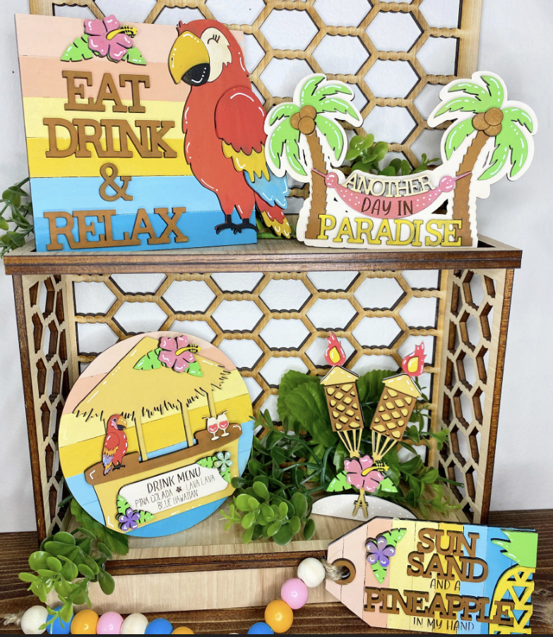 Tropical Vacation Tiered Tray Decor