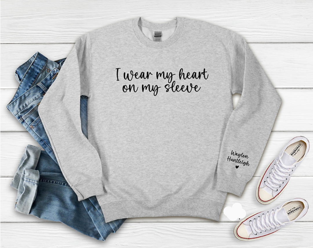 Heart on hot sale your sleeve sweatshirt