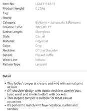 Load image into Gallery viewer, Leopard Print Ruffle Pocket Off Shoulder Rompe
