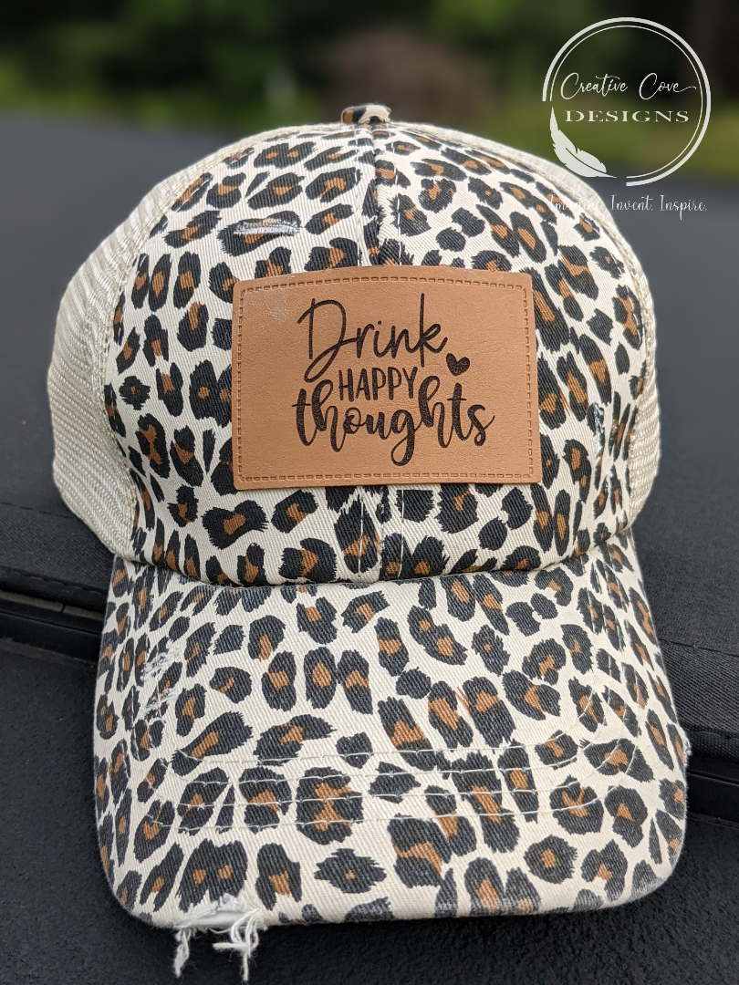 Drink Happy Thoughts - Cheetah/Leopard Print