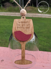 Load image into Gallery viewer, Wine Glass-Bottle Ornament/Car Charm
