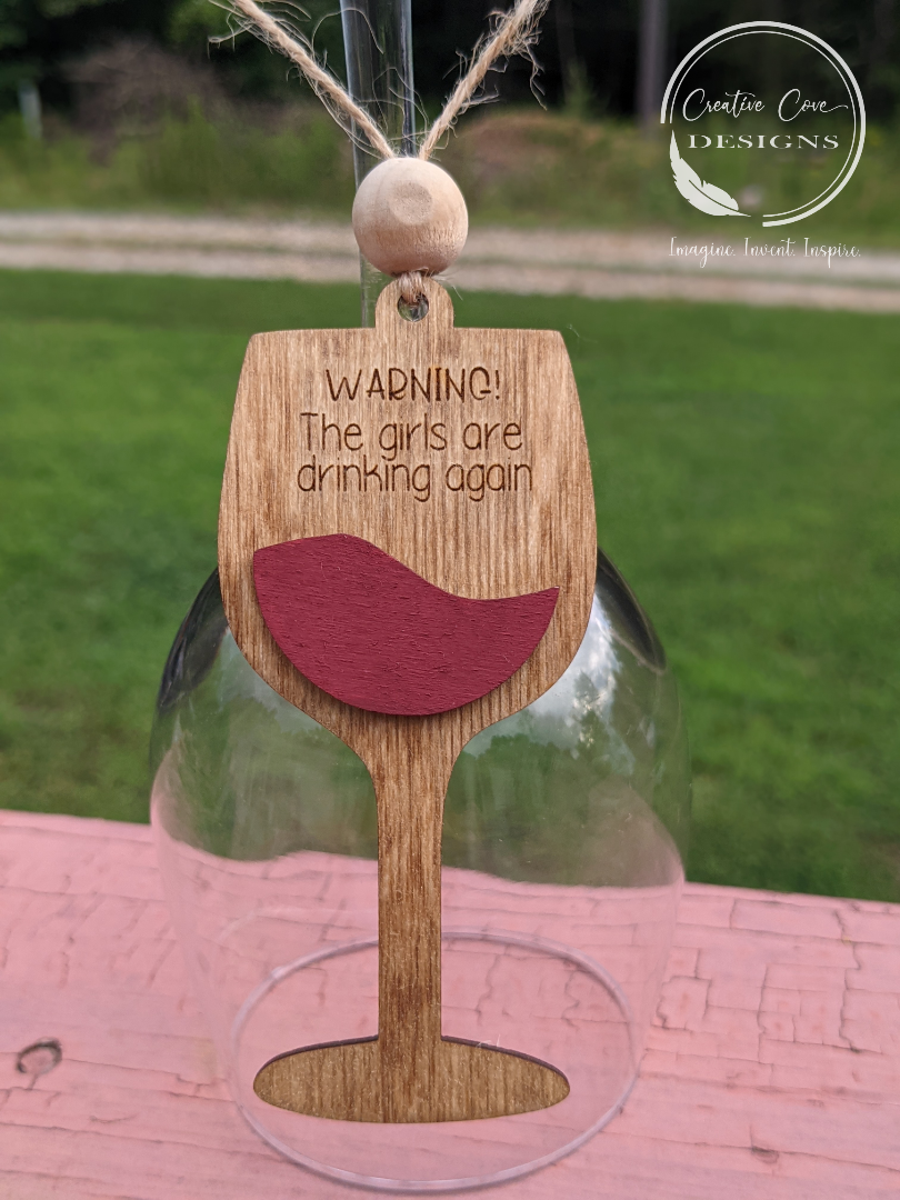 Wine Glass-Bottle Ornament/Car Charm