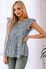 Load image into Gallery viewer, Leopard Print Flutter Casual Tiered Pleated Summer Top
