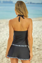 Load image into Gallery viewer, ontrast Trim Halter Tankini Swimsuit With Skirt
