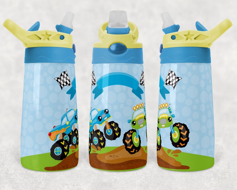 Monster Trucks Racing 12 ounce water bottle