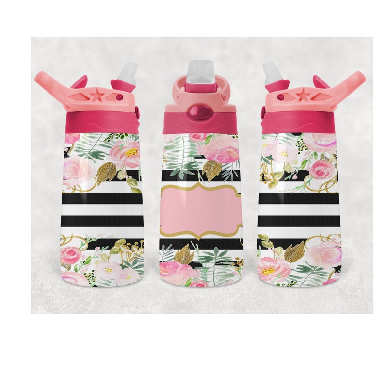 Chevron Black and Pink 12 ounce Water Bottle