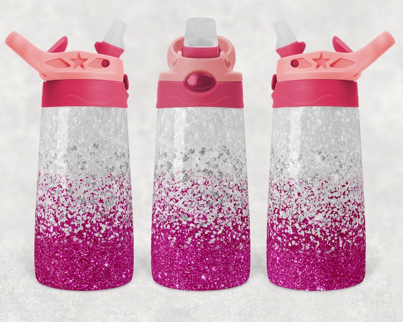 Plain Pink Glitter 12 ounce Water Bottle