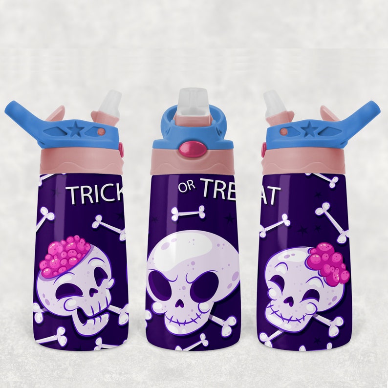 Purple Trick or Treat 12 ounce Water Bottle